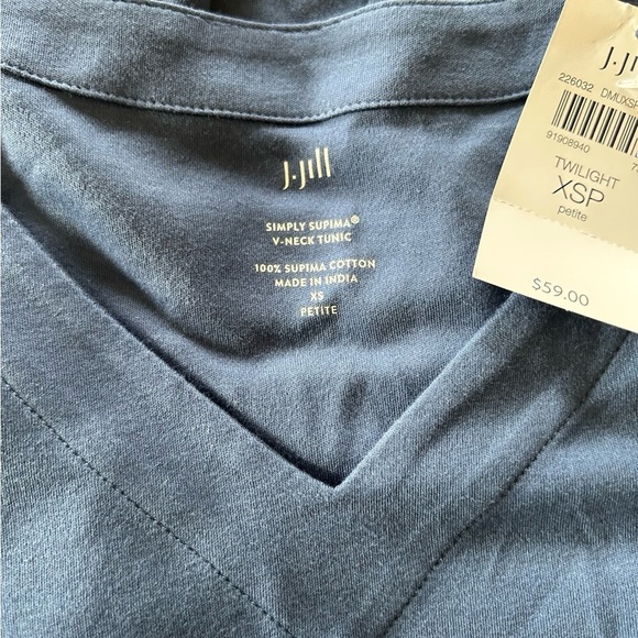 J Jill NWT extra Small Petite V Neck Blue Long Sleeved  Tunic - Picture 11 of 12